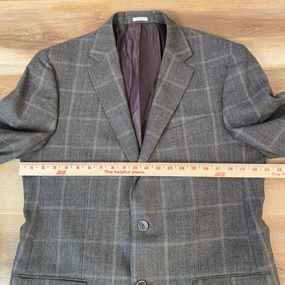 Joseph Abboud Blazer Men 42L Wool Gray Glen Plaid 2 Button Jacket - Picture 8 of 15
